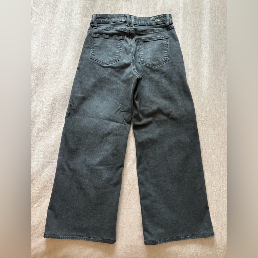 PAIGE Charcoal Cropped Wide-Leg Jeans - Picture 2 of 5